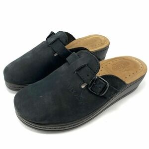 Fly‎ Flot Size 36 Leather Shoes Clogs Mules Office Boho Chic Cottagecore Country